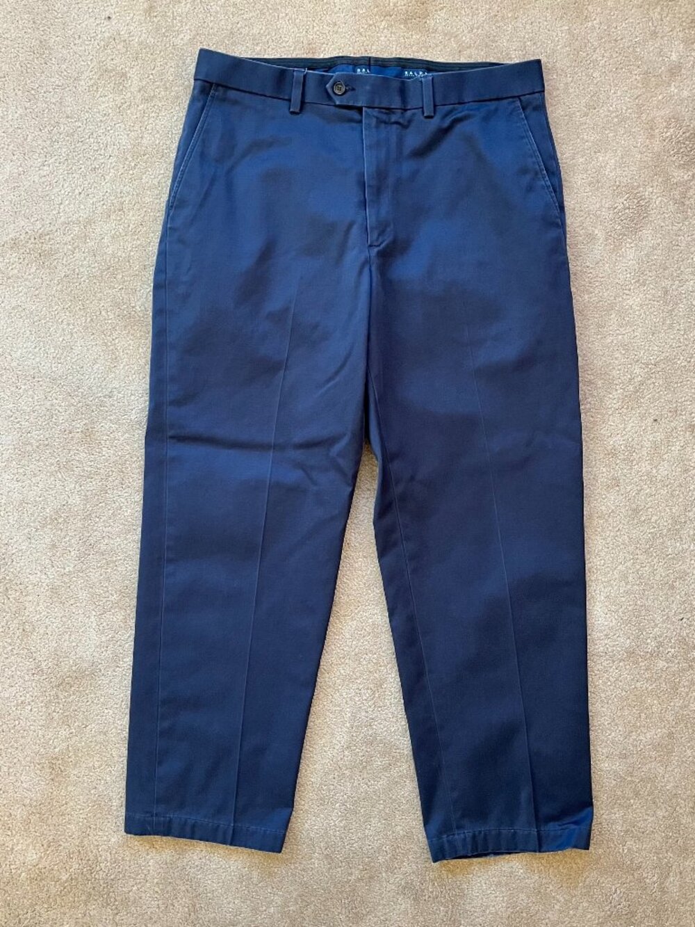 Ralph Lauren Men's 100% Cotton Chino Navy Blue Casual Trousers Size 36x30 Preppy